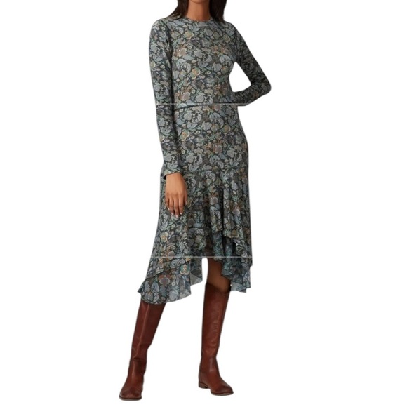 See by Chloé Multi Green Floral Wool Blend Dress - Picture 1 of 10